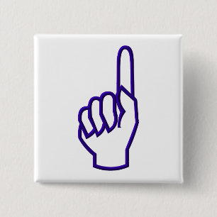Het wijzen van vinger/hand vierkante button 5,1 cm