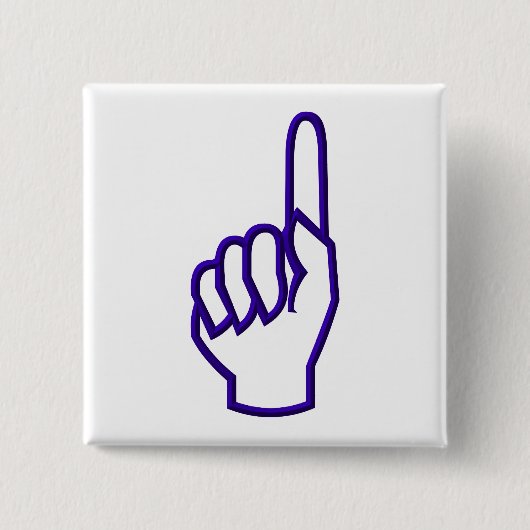 Het wijzen van vinger/hand vierkante button 5,1 cm (Voorkant)