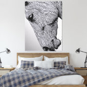 Het Wild Minimalist Line Art Horse Canvas Afdruk (Insitu (Slaapkamer))