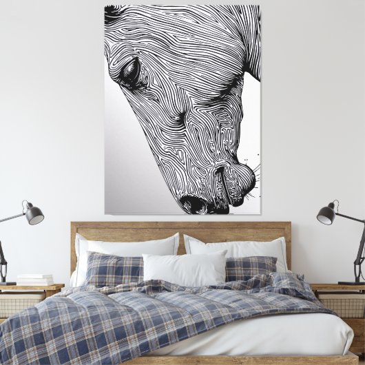 Het Wild Minimalist Line Art Horse Canvas Afdruk (Insitu (Slaapkamer))