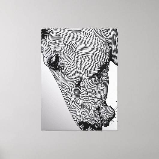 Het Wild Minimalist Line Art Horse Canvas Afdruk (Voorkant)