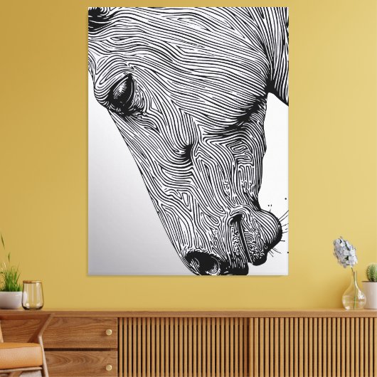 Het Wild Minimalist Line Art Horse Canvas Afdruk (Insitu (Woonkamer))