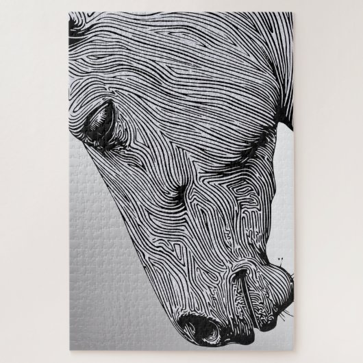 Het Wild Minimalist Line Art Horse Legpuzzel (Verticaal)