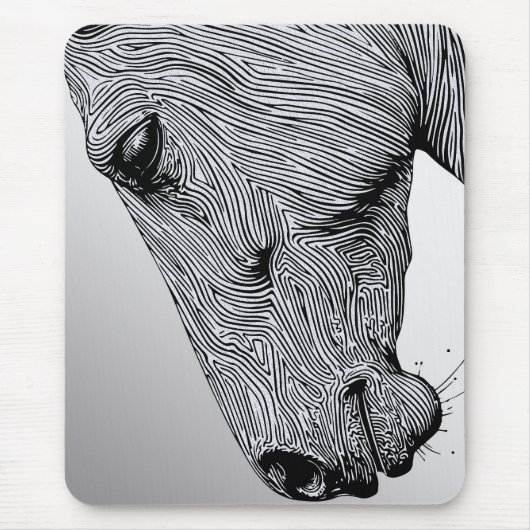 Het Wild Minimalist Line Art Horse Muismat (Voorkant)