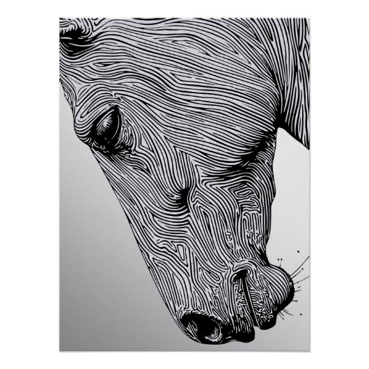 Het Wild Minimalist Line Art Horse Perfect Poster (Voorkant)
