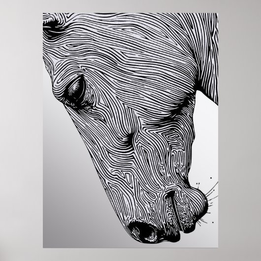 Het Wild Minimalist Line Art Horse Poster (Voorkant)