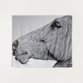 Het Wild Minimalist Line Art Horse Wandkleed (Voorkant (horizontaal))