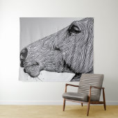 Het Wild Minimalist Line Art Horse Wandkleed (In Situ (horizontaal))