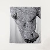 Het Wild Minimalist Line Art Horse Wandkleed (Voorkant)