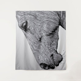 Het Wild Minimalist Line Art Horse Wandkleed