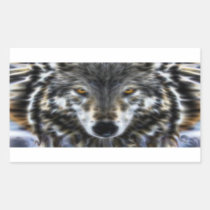 Het wilde Inspirerend Portret van de Wolf Rechthoekige Sticker