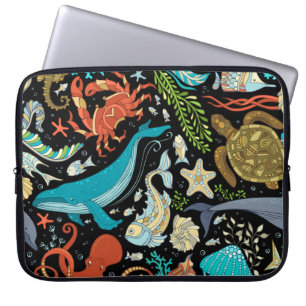 Het wilde zee leven: kleurrijke vintage. laptop sleeve