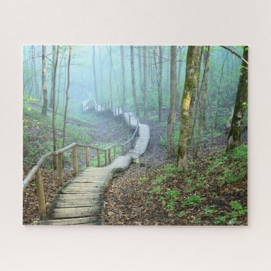Het winden Wooden Stairs door de Bossen Legpuzzel (Horizontaal)