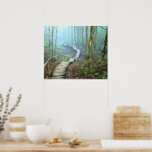 Het winden Wooden Stairs door de Bossen Poster (Keuken)