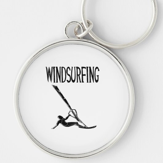 het windsurfing van v3 zwarte tekstsport windsurf sleutelhanger (Voorkant)