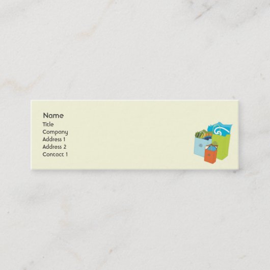 Het winkelen Magere Zakken - Mini Visitekaartje (Voorkant)