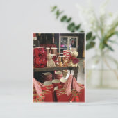 Het winkelen van Franscious en van de koffie Feestdagenkaart (Staand voorkant)