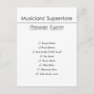 Het Winkelen van Superstore van musici Lijst Briefkaart