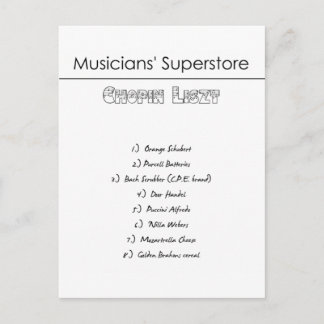 Het Winkelen van Superstore van musici Lijst Briefkaart