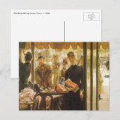 Het winkelmeisje van James Tissot, Victoriaans kun Briefkaart (Voorkant / Achterkant)