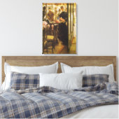 Het winkelmeisje van James Tissot, Victoriaans kun Canvas Afdruk (Insitu (Slaapkamer))