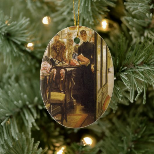 Het winkelmeisje van James Tissot, Victoriaans kun Keramisch Ornament (Boom)