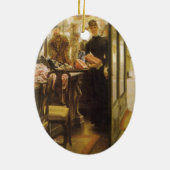 Het winkelmeisje van James Tissot, Victoriaans kun Keramisch Ornament (Achterkant)