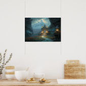 Het Winnen weg aan heilige gateway in een bergpas Poster (Keuken)