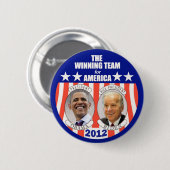 Het winnende team voor Amerika: Obama & Biden Ronde Button 5,7 Cm (Voorkant /achterkant)
