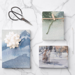 Het winterbos inpakpapier vel