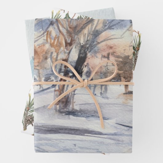 Het winterbos inpakpapier vel (In situ)