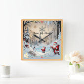 Het winterhuis van Snowman Vierkante Klok (Huis)