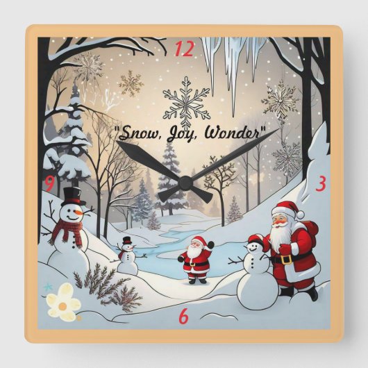 Het winterhuis van Snowman Vierkante Klok (Voorkant)