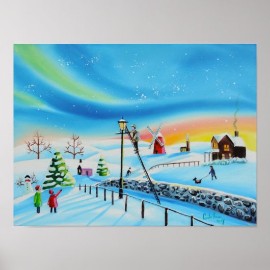 Het winterlandschap Lamplighter Gordon Bruce Poster (Voorkant)
