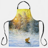 Het winterlandschap met een vossep in een neergang schort (Voorkant)