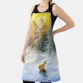 Het winterlandschap met een vossep in een neergang schort (Insitu)