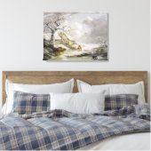 Het winterlandschap met Mannen die een oude vrouw Canvas Afdruk (Insitu (Slaapkamer))