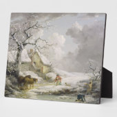 Het winterlandschap met Mannen die een oude vrouw  Fotoplaat (Zijkant)