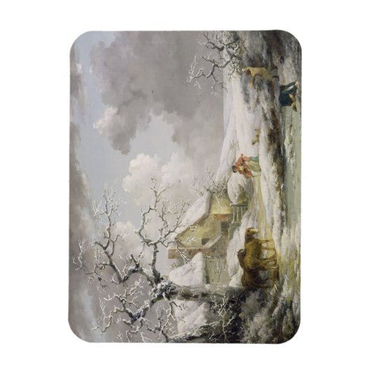 Het winterlandschap met Mannen die een oude vrouw Magneet (Verticaal)