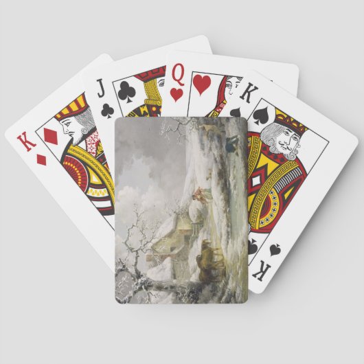 Het winterlandschap met Mannen die een oude vrouw  Speelkaarten (Achterkant)