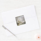 Het winterlandschap met Mannen die een oude vrouw Vierkante Sticker (Envelop)