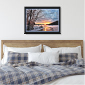 Het winterlandschap op het afdruk van het avondsch canvas afdruk (Insitu (Slaapkamer))