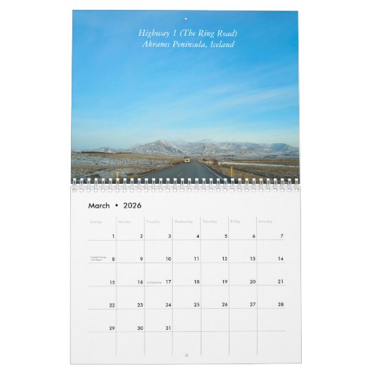 Het winterlandschap van de IJslandse Muur Kalender (Mar 2026)