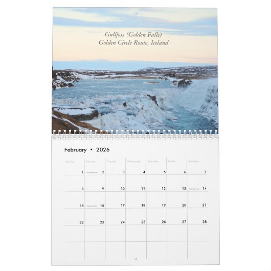 Het winterlandschap van de IJslandse Muur Kalender (Feb 2026)