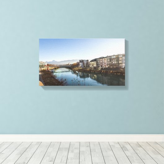 Het winterlandschap Villach Canvas Afdruk (Insitu (Houten vloer))