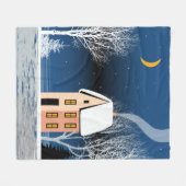Het winternachtlandschap. Cozy house, diverse bome Fleece Deken (Voorkant (Horizontaal))