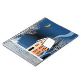 Het winternachtlandschap. Cozy house, diverse bome Notitieboek (Linkerzijde)