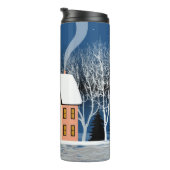 Het winternachtlandschap. Cozy house, diverse bome Thermosbeker (Geroteerd rechts)
