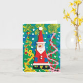 Het winterwonderland van de Kerstman - Kinderkunst Kaart (Gele Bloem)