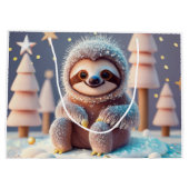 Het winterwonderland van Snowy Sloth Groot Cadeauzakje (Achterkant)